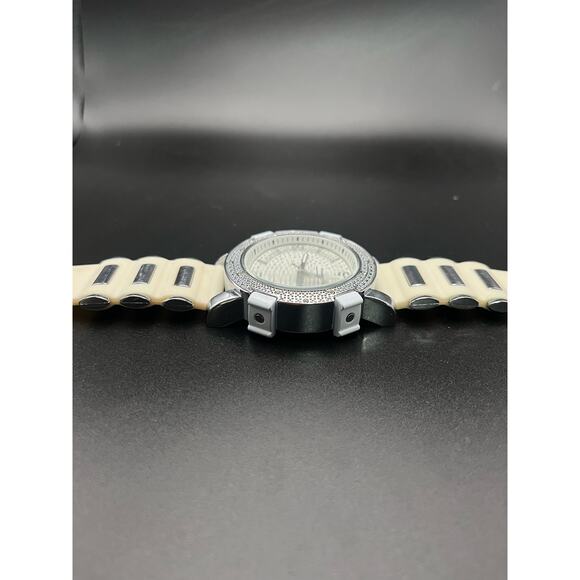 Techno Pave hiphop Bling Unisex white wristwatch - Picture 5 of 6